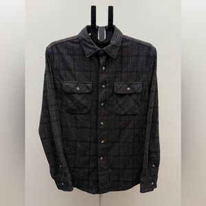 Chaps Men’s Plaid Button Down Shirt Size M Gray Flannel Long Sleeve
